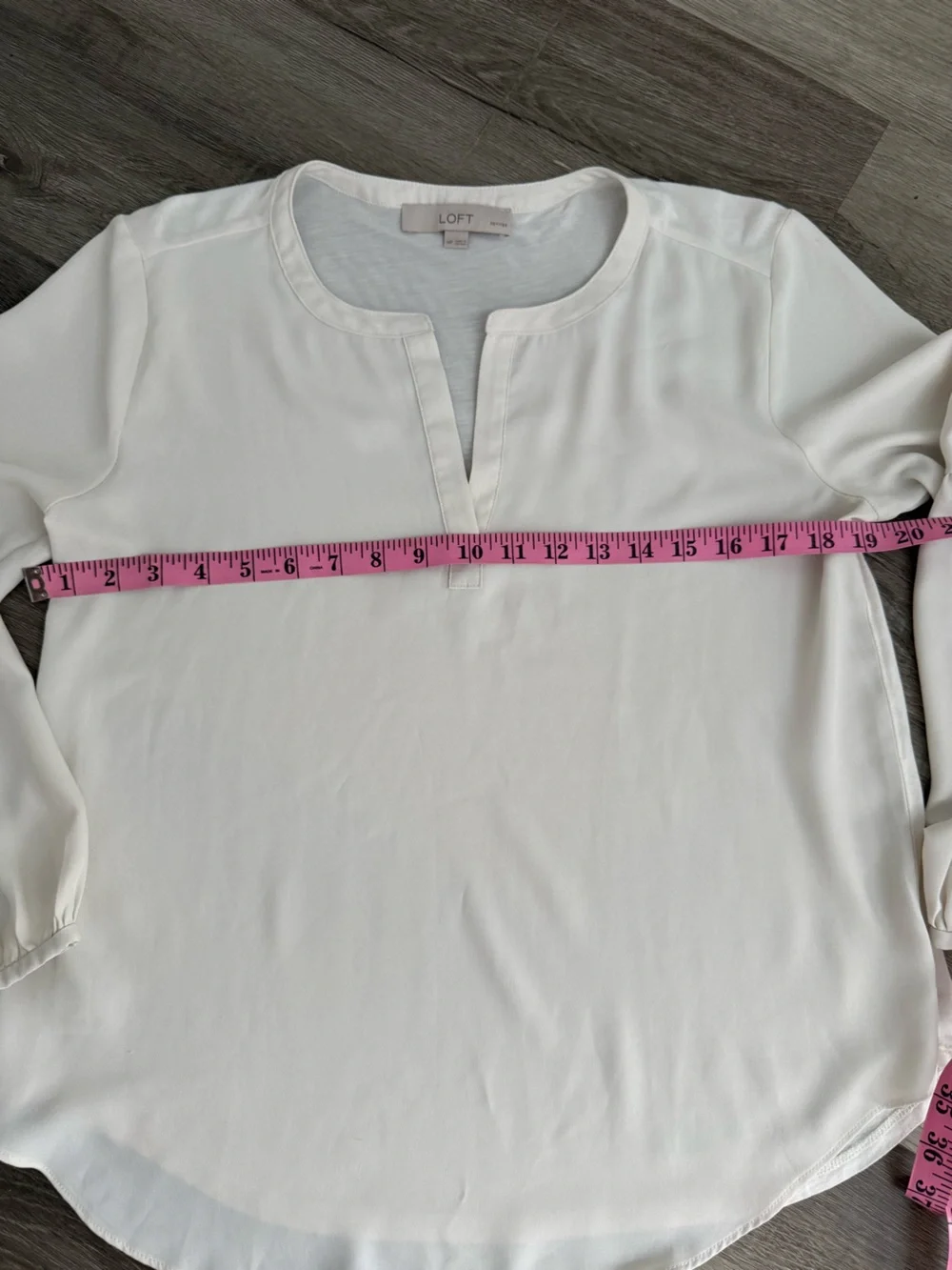 LOFT Cream Puff-Sleeve Split-Neck Blouse